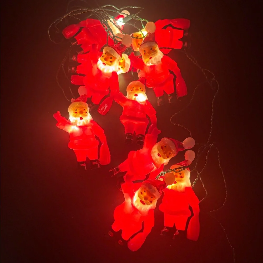 Vintage Lights‎ Santa Claus Blow Mold String Christmas Holiday Red White Set 10